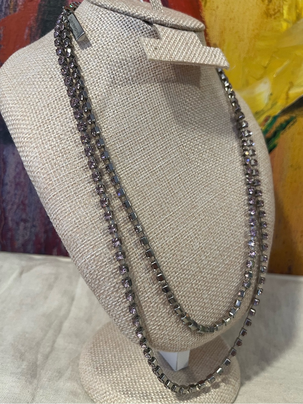 Long Pink Crystal Tennis Necklace - Women Jewelry
